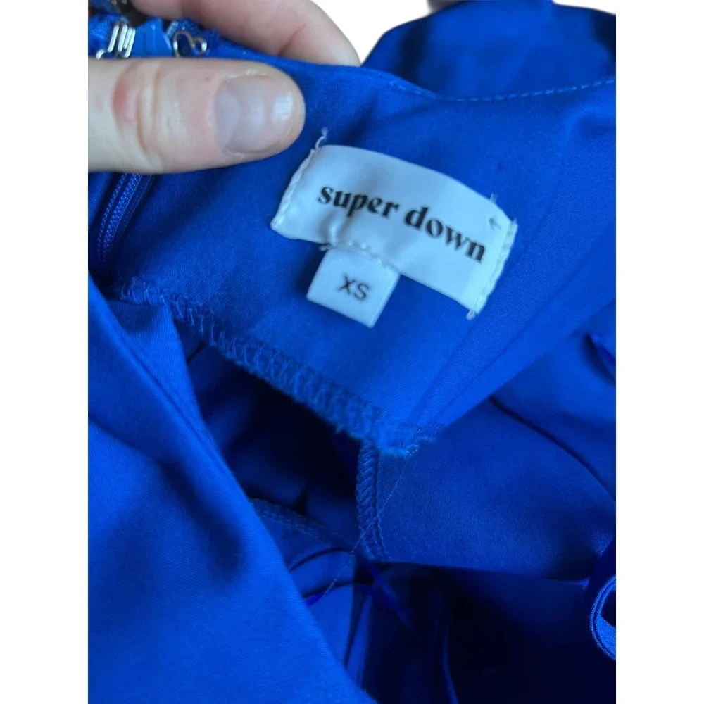 Superdown Shayla Ruffle Mini Dress Cobalt Blue Women's XS NEW